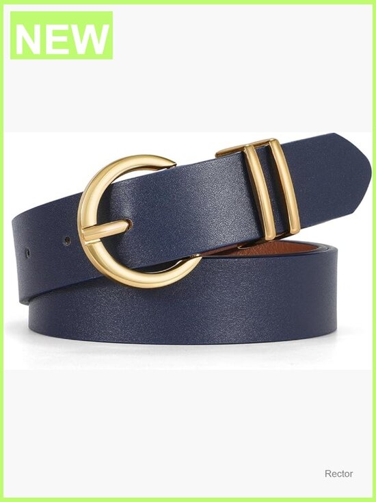 Faux Leather Belt with Gold Buckle for Jeans & Dresses Adjustable Size